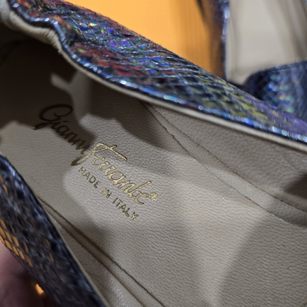 Gianni Ferrante Italy Women's Loafers Size 39 US 9.5-10 | 26cm Holographic Snake - Picture 5 of 12